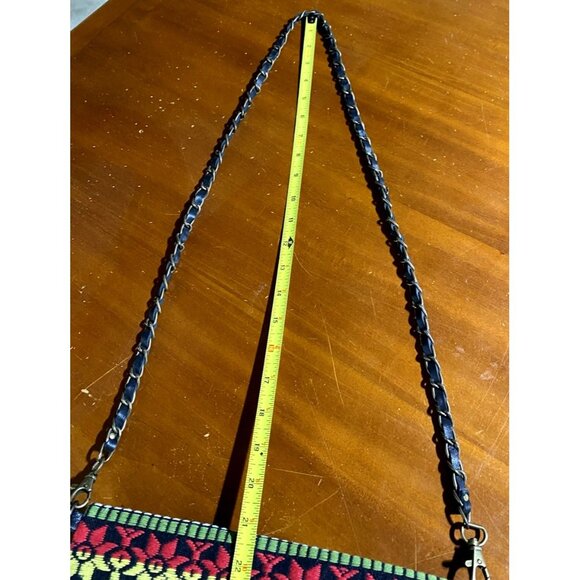 Boho Embroidered Leather Crossbody Bag Womens PomPom Trim Festival Hippie Purse - Picture 10 of 11